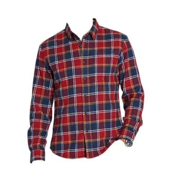 Jachs NY Flannel Plaid Shirt Button Up Men 3XL Long Sleeve Stretch Red‎ Blue - Picture 1 of 12